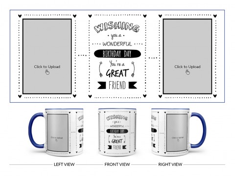 Wishing You A Wonderful Birthday Quote Design On Dual Tone Blue Mug