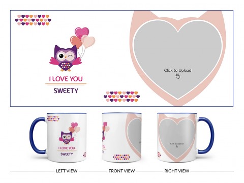 Love Proposal Bird Design On Dual Tone Blue Mug