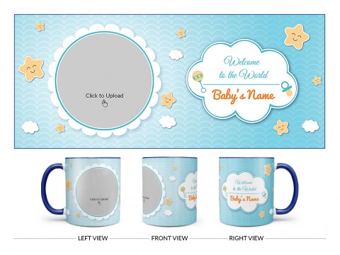 Welcome To The World Design On Dual Tone Blue Mug