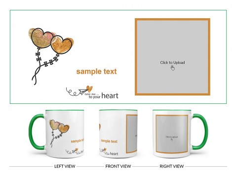 Take Me To Your Heart Quote Design On Dual Tone Green Mug