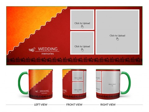 Wedding Memories With Traditional Background Design On Dual Tone Green Mug