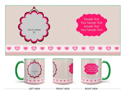 Vintage Background With Flower Shape Pic Upload Design On Dual Tone Green Mug