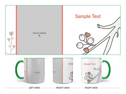 Lover Symbols Tree Branch Design On Dual Tone Green Mug