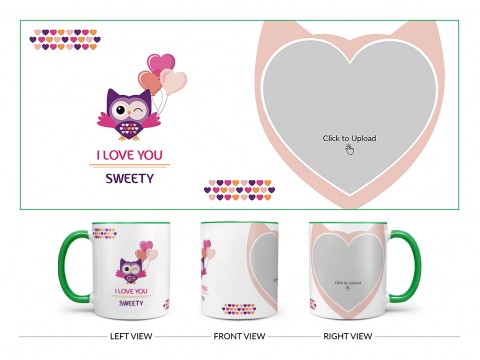 Love Proposal Bird Design On Dual Tone Green Mug