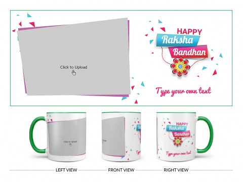 Happy Rakshabandan Design On Dual Tone Green Mug