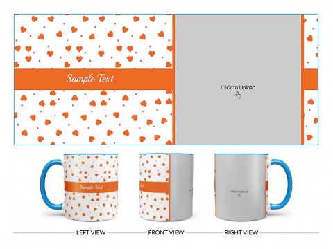 Heart Symbols Pattern Background Design On Dual Tone Sky Blue Mug