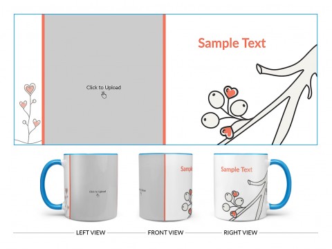 Lover Symbols Tree Branch Design On Dual Tone Sky Blue Mug