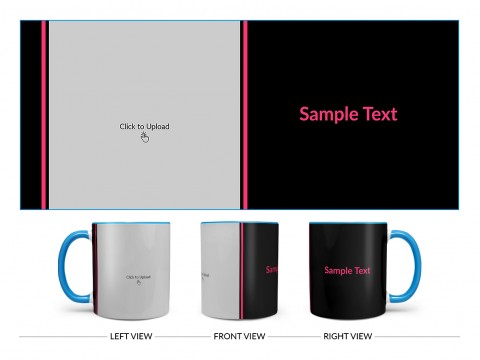 Black Background With Square Pic Upload Design On Dual Tone Sky Blue Mug