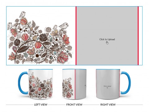 Artisic Design On Dual Tone Sky Blue Mug