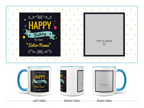 Boy Friend Birthday Yellow Dots Background Design On Dual Tone Sky Blue Mug