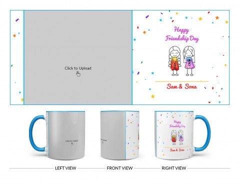 Happy Friendship Day Design On Dual Tone Sky Blue Mug
