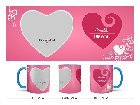 I Love You Design On Dual Tone Sky Blue Mug