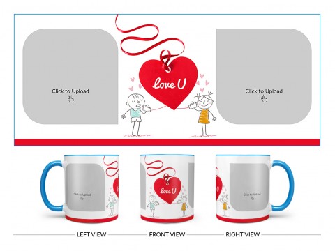 Love You Tag Design On Dual Tone Sky Blue Mug