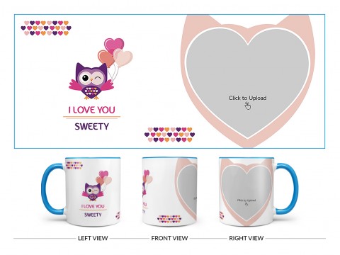 Love Proposal Bird Design On Dual Tone Sky Blue Mug