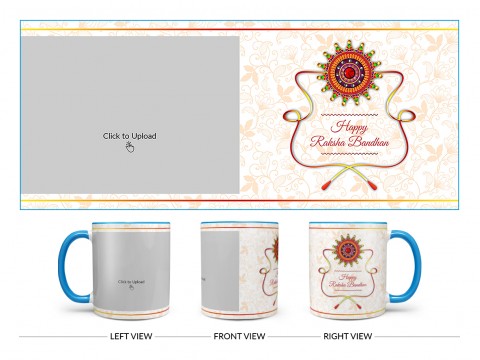 Happy Rakshabandan Design On Dual Tone Sky Blue Mug
