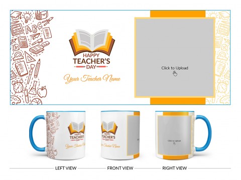 Happy Teacher's Day Design On Dual Tone Sky Blue Mug