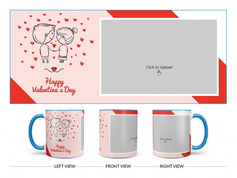 Happy Valentine's Day Design On Dual Tone Sky Blue Mug