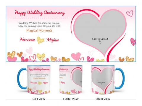 Happy Wedding Anniversary Design On Dual Tone Sky Blue Mug