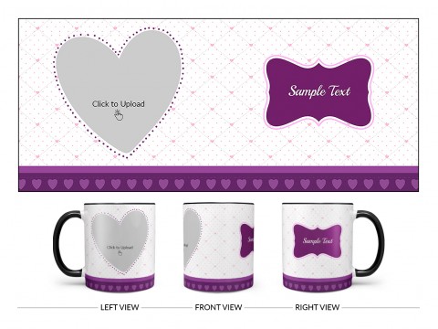 Love Symbol Pic Upload With Dotted border Design On Dual Tone Black Mug