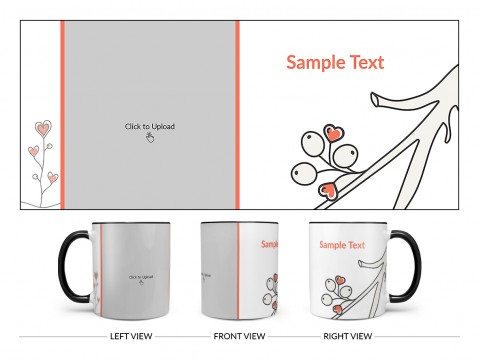 Lover Symbols Tree Branch Design On Dual Tone Black Mug