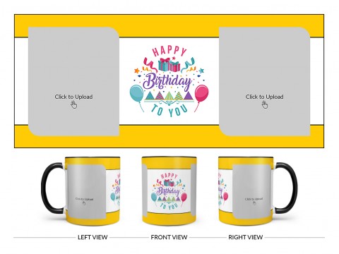 Daughter Birthday With Yellow Borders Design On Dual Tone Black Mug