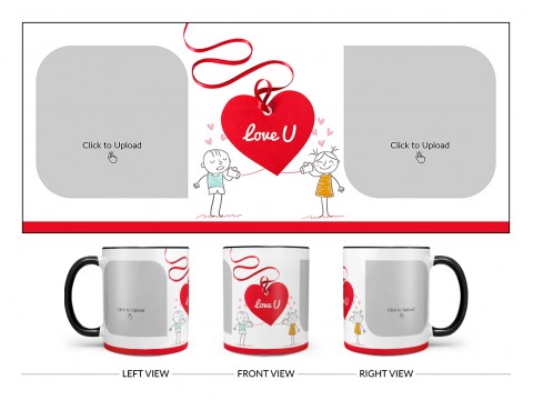 Love You Tag Design On Dual Tone Black Mug