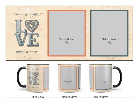 Vintage Background With Love Text Design On Dual Tone Black Mug