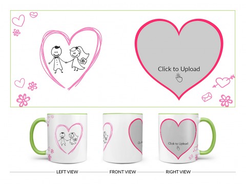 Couple In Wedding Celebrations Design On Dual Tone Light Green Mug