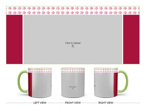 Floral Pattern Top border Design On Dual Tone Light Green Mug