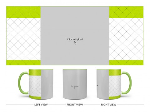 Green borders With Dotted Line Background Design On Dual Tone Light Green Mug