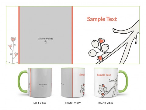 Lover Symbols Tree Branch Design On Dual Tone Light Green Mug