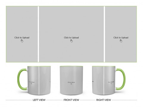 3 Vertical Pic Upload Design For Any Occasions & Event Design On Dual Tone Light Green Mug