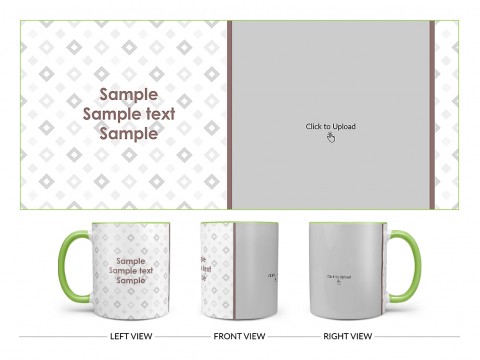 Tilted Square Pattern Background Design On Dual Tone Light Green Mug