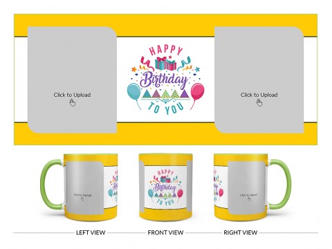Daughter Birthday With Yellow Borders Design On Dual Tone Light Green Mug