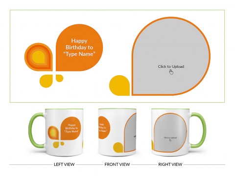 Happy Birthday Design On Dual Tone Light Green Mug