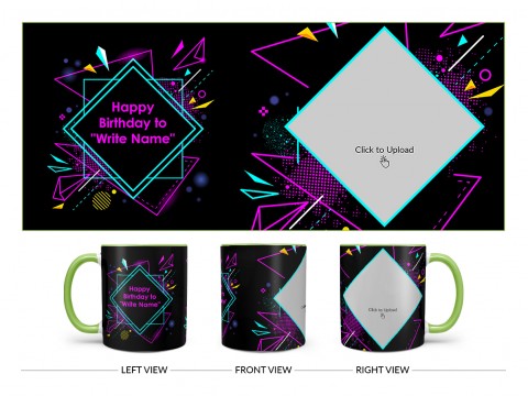 Friend Birthday Colourful DJ Background Design On Dual Tone Light Green Mug