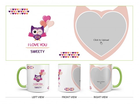 Love Proposal Bird Design On Dual Tone Light Green Mug