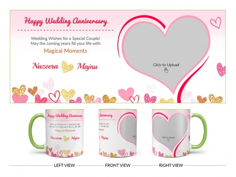 Happy Wedding Anniversary Design On Dual Tone Light Green Mug