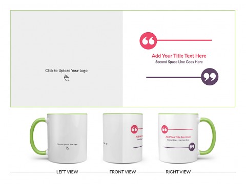 Corporate Mug With Custom Message Design On Dual Tone Light Green Mug