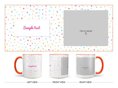 Colourful Triangles Pattern Background Design On Dual Tone Orange Mug