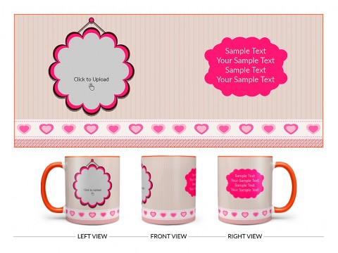 Vintage Background With Flower Shape Pic Upload Design On Dual Tone Orange Mug