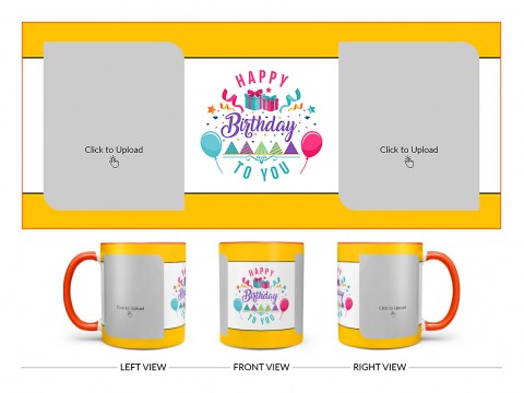 Daughter Birthday With Yellow Borders Design On Dual Tone Orange Mug