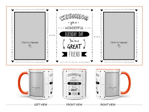 Wishing You A Wonderful Birthday Quote Design On Dual Tone Orange Mug