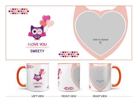 Love Proposal Bird Design On Dual Tone Orange Mug