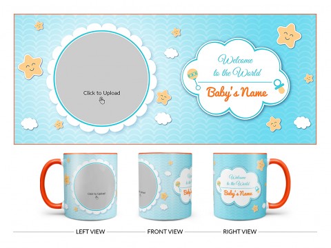 Welcome To The World Design On Dual Tone Orange Mug