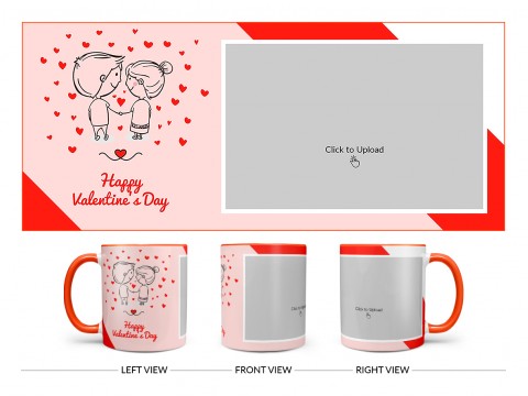 Happy Valentine's Day Design On Dual Tone Orange Mug