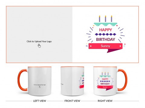 Company Mug With Birthday Message Design On Dual Tone Orange Mug