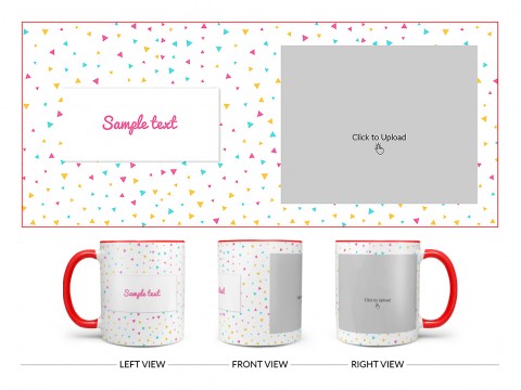 Colourful Triangles Pattern Background Design On Dual Tone Red Mug