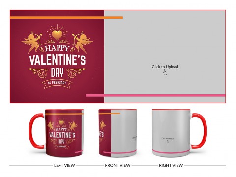 Happy Valentine's Day Design On Dual Tone Red Mug