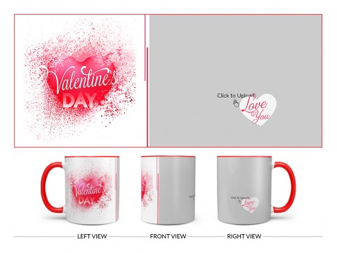 Happy Valentine's Day Design On Dual Tone Red Mug